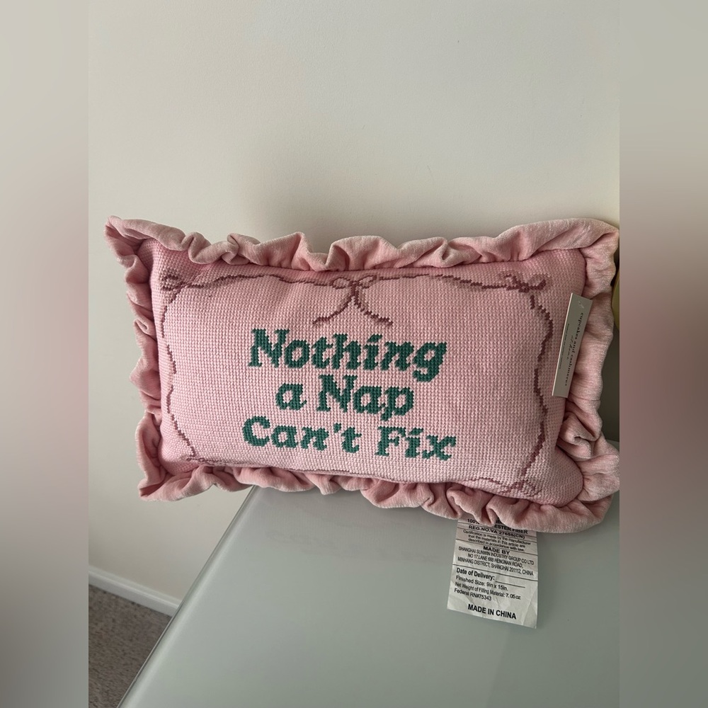 cupcakes & cashmere Pink Ruffled 'Nothing a Nap Can't Fix' Accent Pillow